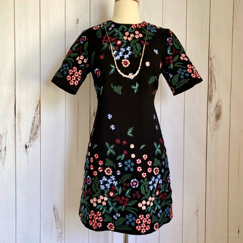 Zara Beautiful Black Dress with Embroidered Detail